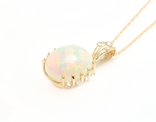 Load image into Gallery viewer, 6.70Ct Natural Ethiopian Opal and Diamond 14K Solid Yellow Gold Necklace