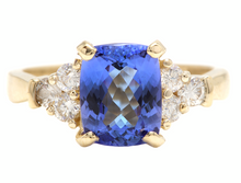 Load image into Gallery viewer, 3.50 Carats Natural Very Nice Looking Tanzanite and Diamond 14K Solid Yellow Gold Ring