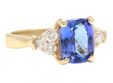 Load image into Gallery viewer, 3.50 Carats Natural Very Nice Looking Tanzanite and Diamond 14K Solid Yellow Gold Ring