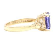 Load image into Gallery viewer, 3.50 Carats Natural Very Nice Looking Tanzanite and Diamond 14K Solid Yellow Gold Ring