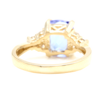 Load image into Gallery viewer, 3.50 Carats Natural Very Nice Looking Tanzanite and Diamond 14K Solid Yellow Gold Ring
