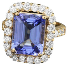 Load image into Gallery viewer, 9.20 Carats Natural Tanzanite and Diamond 14K Solid Yellow Gold Ring