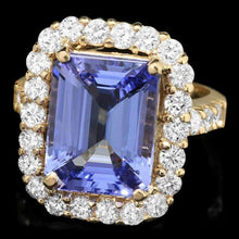 Load image into Gallery viewer, 9.20 Carats Natural Tanzanite and Diamond 14K Solid Yellow Gold Ring