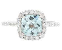Load image into Gallery viewer, 2.05 Carats Natural Aquamarine and Diamond 14K Solid White Gold Ring