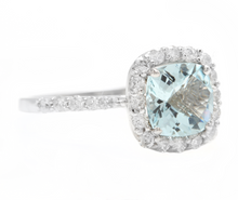 Load image into Gallery viewer, 2.05 Carats Natural Aquamarine and Diamond 14K Solid White Gold Ring