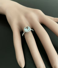 Load image into Gallery viewer, 2.05 Carats Natural Aquamarine and Diamond 14K Solid White Gold Ring