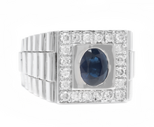 Load image into Gallery viewer, 2.80 Carats Natural Diamond &amp; Blue Sapphire 14K Solid White Gold Men's Ring