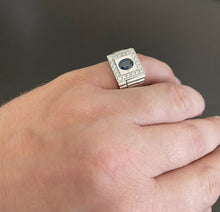 Load image into Gallery viewer, 2.80 Carats Natural Diamond &amp; Blue Sapphire 14K Solid White Gold Men's Ring
