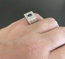 Load image into Gallery viewer, 2.80 Carats Natural Diamond &amp; Blue Sapphire 14K Solid White Gold Men's Ring