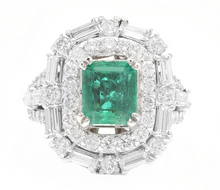 Load image into Gallery viewer, 5.40 Carats Natural Emerald and Diamond 14K Solid White Gold Ring