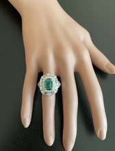 Load image into Gallery viewer, 5.40 Carats Natural Emerald and Diamond 14K Solid White Gold Ring