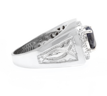 Load image into Gallery viewer, 4.50 Carats Natural Diamond &amp; Blue Sapphire 14K Solid White Gold Men's Ring