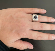 Load image into Gallery viewer, 4.50 Carats Natural Diamond &amp; Blue Sapphire 14K Solid White Gold Men's Ring