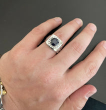 Load image into Gallery viewer, 4.50 Carats Natural Diamond &amp; Blue Sapphire 14K Solid White Gold Men's Ring