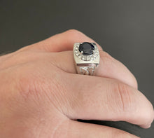 Load image into Gallery viewer, 4.50 Carats Natural Diamond &amp; Blue Sapphire 14K Solid White Gold Men's Ring
