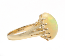 Load image into Gallery viewer, 8.20 Carats Natural Ethiopian Opal and Diamond 14K Solid Yellow Gold Ring