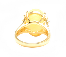 Load image into Gallery viewer, 8.20 Carats Natural Ethiopian Opal and Diamond 14K Solid Yellow Gold Ring