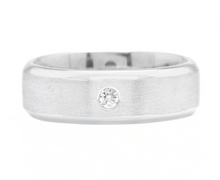 Load image into Gallery viewer, 14K Solid White Gold Diamond Men's Matte Wedding Ring