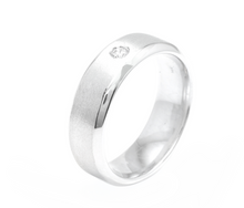 Load image into Gallery viewer, 14K Solid White Gold Diamond Men's Matte Wedding Ring