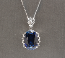 Load image into Gallery viewer, 13.20Ct Lab Created Sapphire and Diamond 14K Solid White Gold Necklace