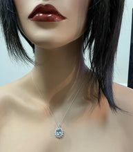 Load image into Gallery viewer, 5.70Ct Natural Aquamarine and Diamond 14K Solid White Gold Necklace
