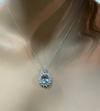 Load image into Gallery viewer, 5.70Ct Natural Aquamarine and Diamond 14K Solid White Gold Necklace
