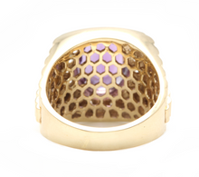 Load image into Gallery viewer, 9.60 Carats Natural Amethyst and Diamond 14K Solid Yellow Gold Men's Ring