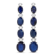 Load image into Gallery viewer, Exquisite 10.40 Carats Natural Sapphire and Diamond 14K Solid White Gold Earrings