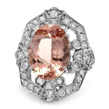 Load image into Gallery viewer, 8.60 Carats Natural Morganite and Diamond 14K Solid White Gold Ring