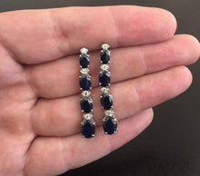 Load image into Gallery viewer, Exquisite 10.40 Carats Natural Sapphire and Diamond 14K Solid White Gold Earrings