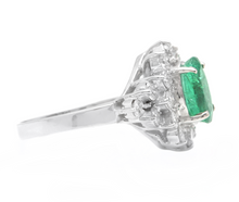 Load image into Gallery viewer, 3.60 Carats Natural Emerald and Diamond 14K Solid White Gold Ring