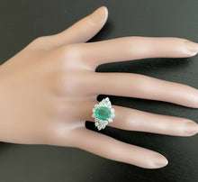 Load image into Gallery viewer, 3.60 Carats Natural Emerald and Diamond 14K Solid White Gold Ring