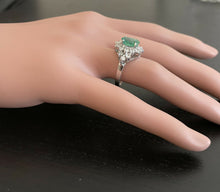 Load image into Gallery viewer, 3.60 Carats Natural Emerald and Diamond 14K Solid White Gold Ring