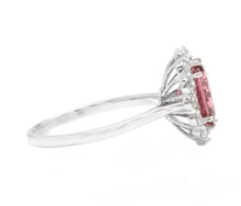 Load image into Gallery viewer, 2.80 Carats Natural Very Nice Looking Tourmaline and Diamond 14K Solid White Gold Ring