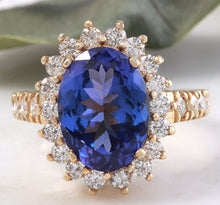 Load image into Gallery viewer, 5.25 Carats Natural Very Nice Looking Tanzanite and Diamond 14K Solid Yellow Gold Ring