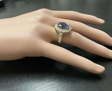Load image into Gallery viewer, 5.25 Carats Natural Very Nice Looking Tanzanite and Diamond 14K Solid Yellow Gold Ring