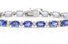 Load image into Gallery viewer, 22.60 Carats Natural Tanzanite &amp; Diamond 14K Solid White Gold Bracelet