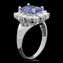 Load image into Gallery viewer, 3.50 Carats Natural Tanzanite and Diamond 14k Solid White Gold Ring