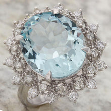 Load image into Gallery viewer, 7.50 Carats Natural Aquamarine and Diamond 14K Solid White Gold Ring