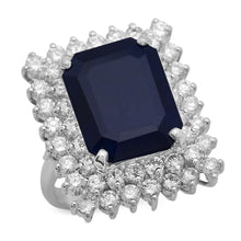 Load image into Gallery viewer, 12.00 Carats Natural Blue Sapphire and Diamond 14K Solid White Gold Ring