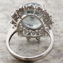 Load image into Gallery viewer, 7.50 Carats Natural Aquamarine and Diamond 14K Solid White Gold Ring