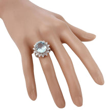 Load image into Gallery viewer, 7.50 Carats Natural Aquamarine and Diamond 14K Solid White Gold Ring