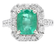 Load image into Gallery viewer, 5.50 Carats Natural Emerald and Diamond 14K Solid White Gold Ring