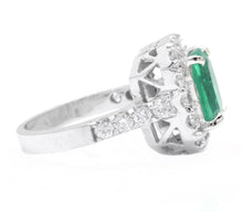 Load image into Gallery viewer, 5.50 Carats Natural Emerald and Diamond 14K Solid White Gold Ring