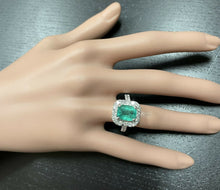 Load image into Gallery viewer, 5.50 Carats Natural Emerald and Diamond 14K Solid White Gold Ring