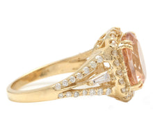 Load image into Gallery viewer, 5.20 Carats Exquisite Natural Morganite and Diamond 14K Solid Yellow Gold Ring