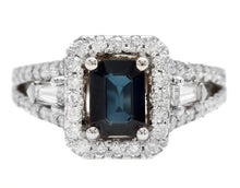 Load image into Gallery viewer, 2.30ct Natural Blue Sapphire and Diamond 14k Solid White Gold Ring