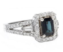 Load image into Gallery viewer, 2.30ct Natural Blue Sapphire and Diamond 14k Solid White Gold Ring