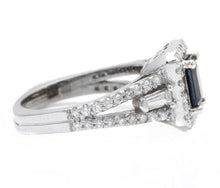 Load image into Gallery viewer, 2.30ct Natural Blue Sapphire and Diamond 14k Solid White Gold Ring