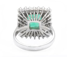 Load image into Gallery viewer, 4.80 Carats Natural Emerald and Diamond 14K Solid White Gold Ring